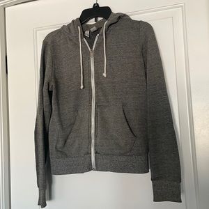 DIVIDE GREY ZIP UP HOODIE SMALL
